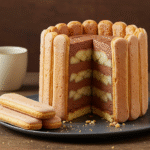 Dessert savoureux de Charlotte Poire Chocolat avec pommes et chocolat