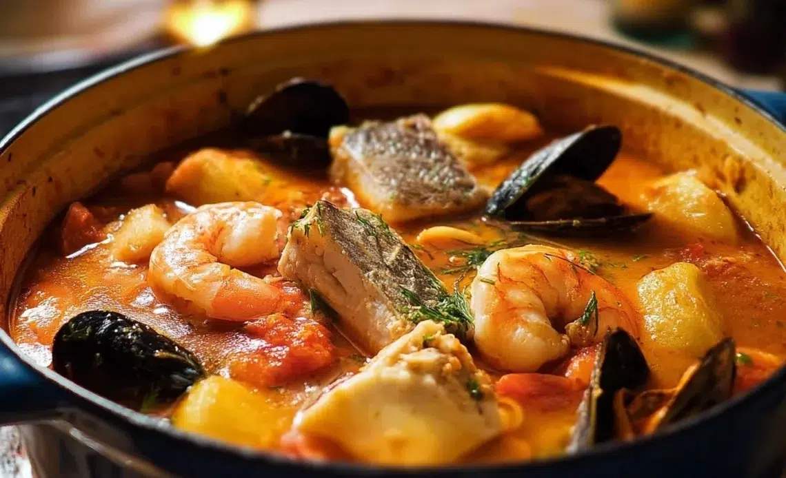Bouillabaisse 1 Bouillabaisse traditionnelle avec fruits de mer et épices de Provence.