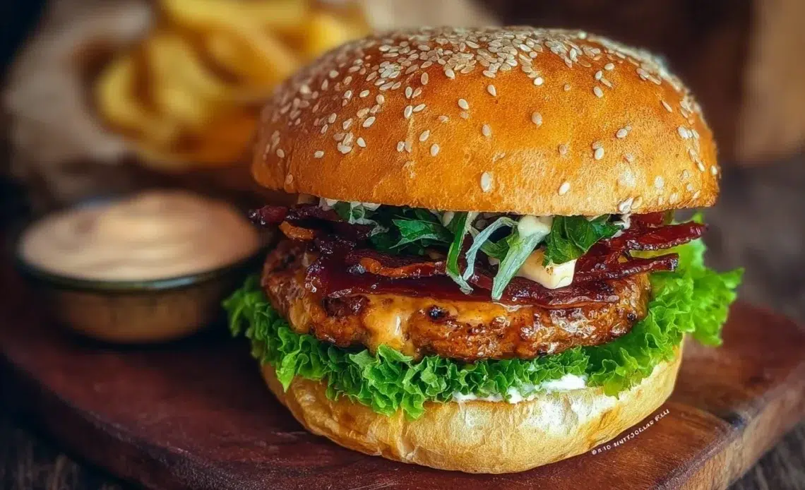 Burger Ranch avec Mayonnaise Chipotle 1 Burger Ranch avec Sauce Mayonnaise Chipotle, un délice gourmand