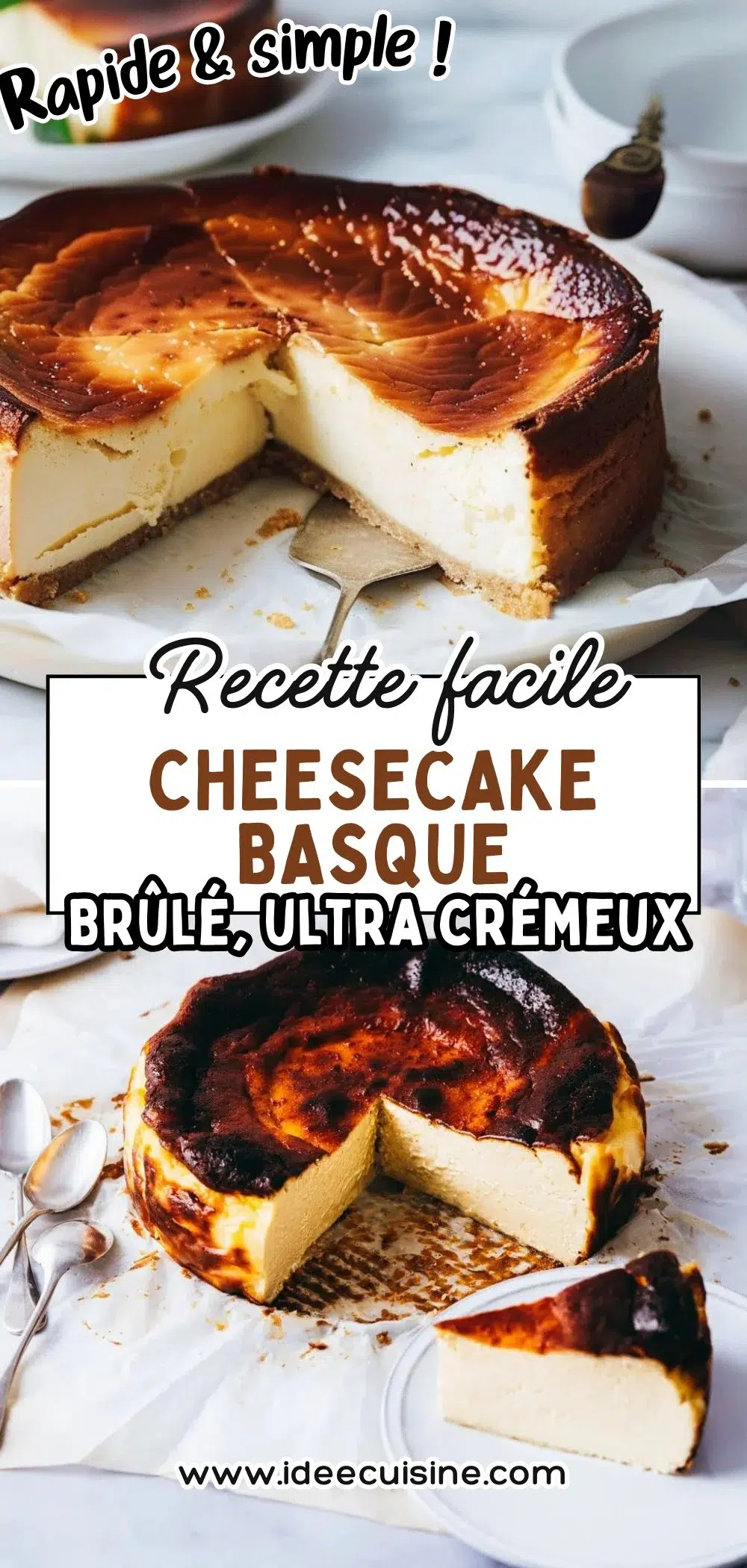 Cheesecake au citron entier avec part retirée, décor de tranches et zestes de citron.