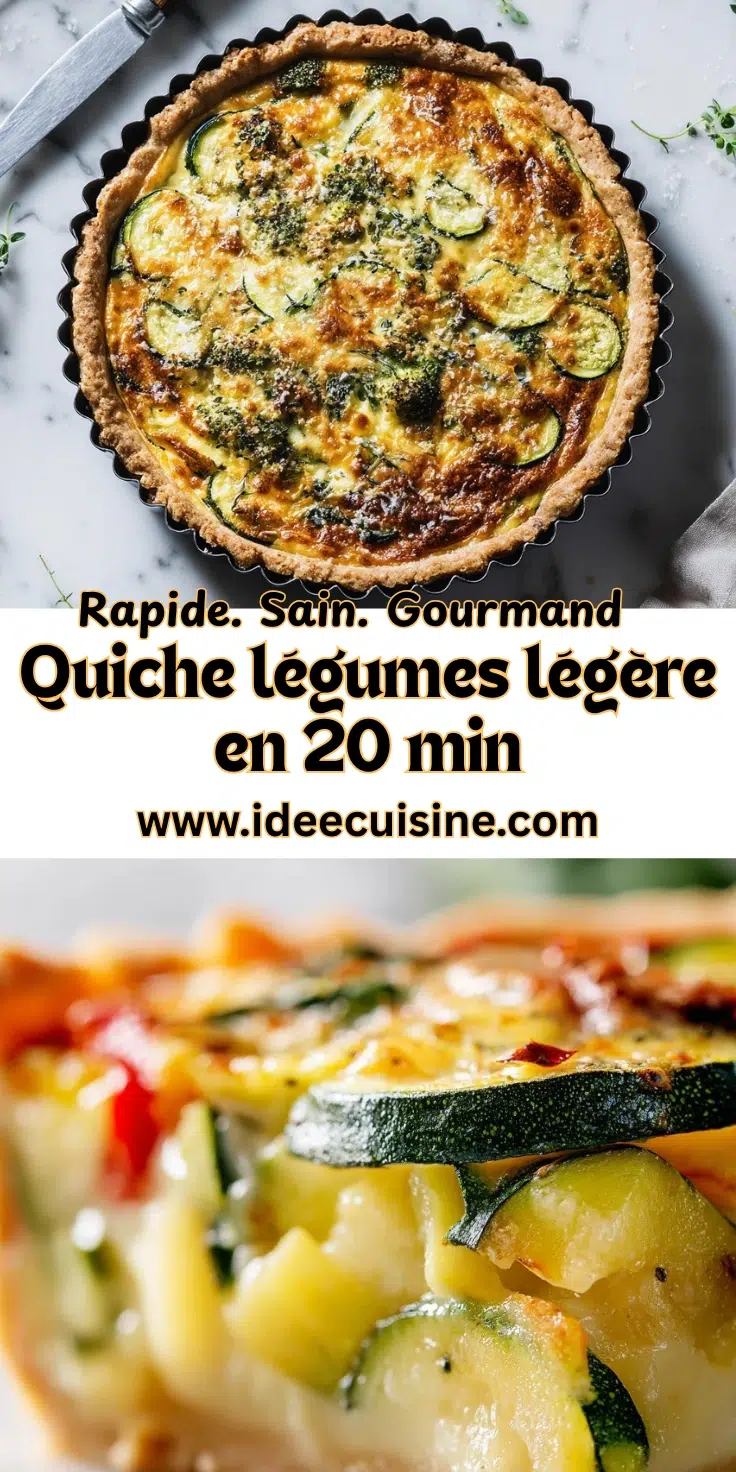 Quiche légère et fondante aux légumes – Prête en 20 min pour vos repas d'été et de rentrée en 2025 2 Quiche aux courgettes et brocoli, surface bien dorée dans un moule rond à bord cannelé