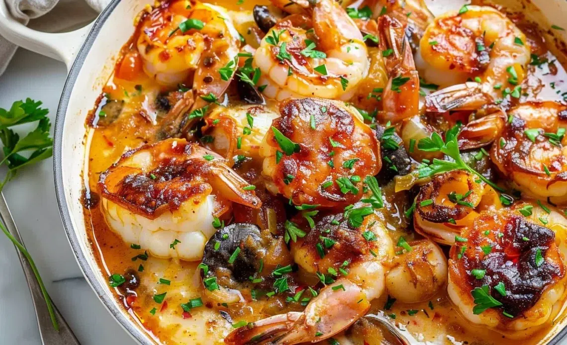 Cassolette de fruits de mer créole 1 Cassolette de fruits de mer créole avec des ingrédients frais et épicés