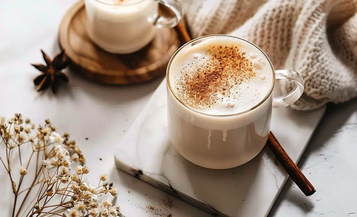 Chai Latte gourmand avec épices réconfortantes dans une tasse chaude.