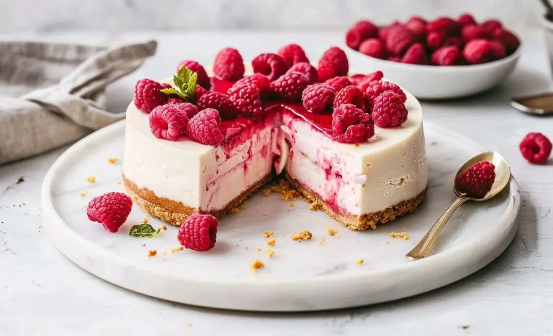 Cheesecake framboise sans cuisson, dessert gourmand et frais