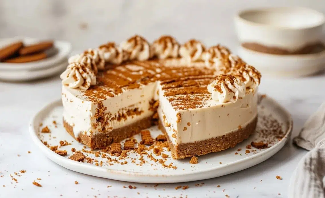 Cheesecake spéculoos sans cuisson 1 Cheesecake spéculoos sans cuisson, un dessert crémeux et gourmand.