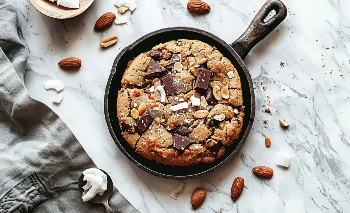 Cookie géant au chocolat avec amandes et coco