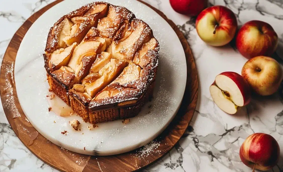 Tranche de Gâteau Invisible aux Pommes sur une assiette