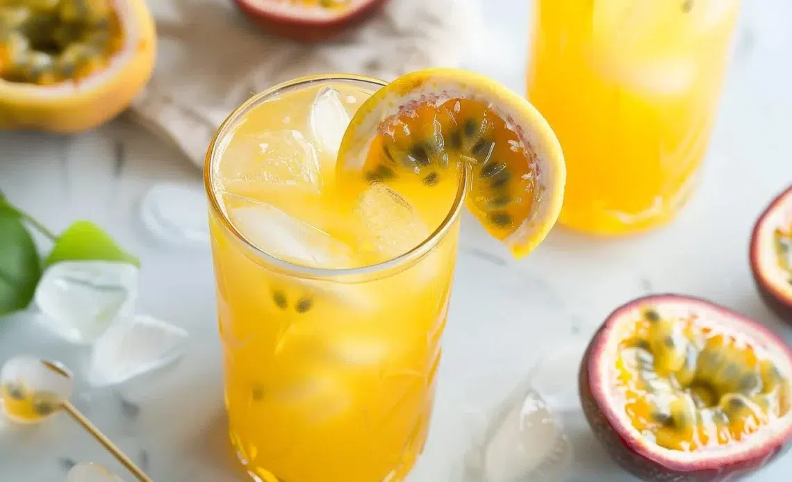 Limonade aux Fruits de la Passion, une boisson estivale rafraîchissante.