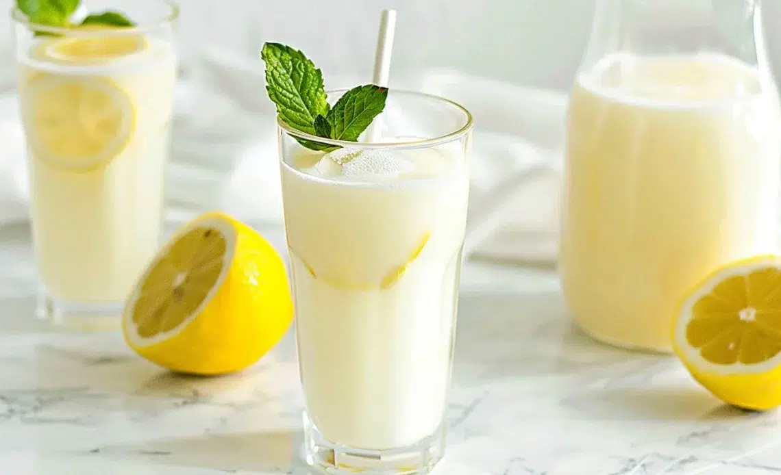 Verre de limonade brésilienne fraîche avec garniture de fruits tropicaux