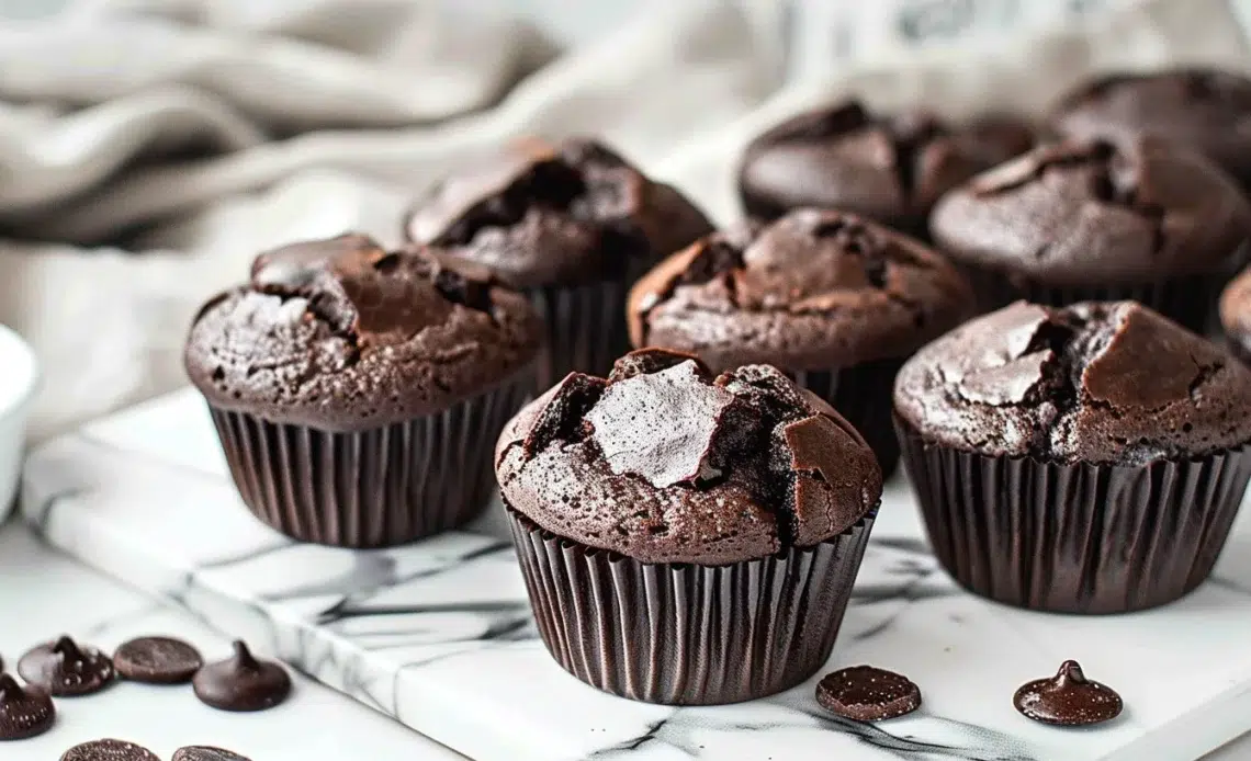 Muffins chocolat moelleux aux pépites de chocolat fondantes