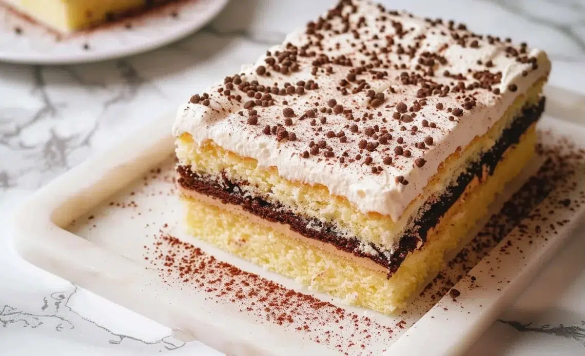 Napolitain maison très moelleux sur une assiette garnie de fruits