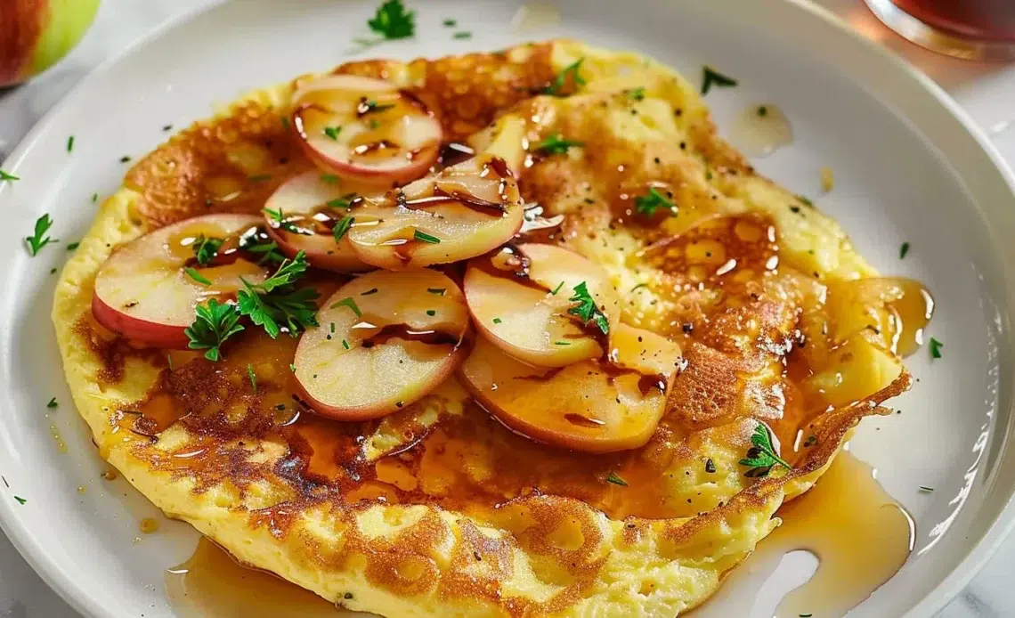 Omelette douce et flamboyante garnie de saveurs exquises