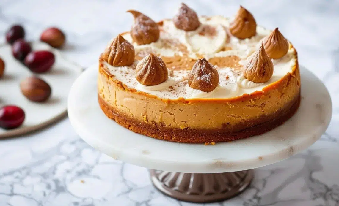 Délicieux Pumpkin Cheesecake à la Cannelle avec une croûte dorée
