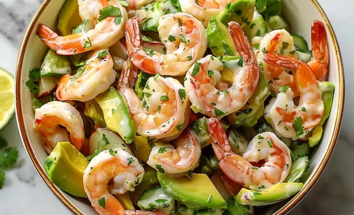 Salade crevettes avocat crémeuse délicieuse et rafraîchissante