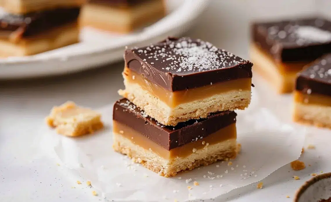 Shortbread millionnaire au caramel et chocolat avec une garniture délicieuse