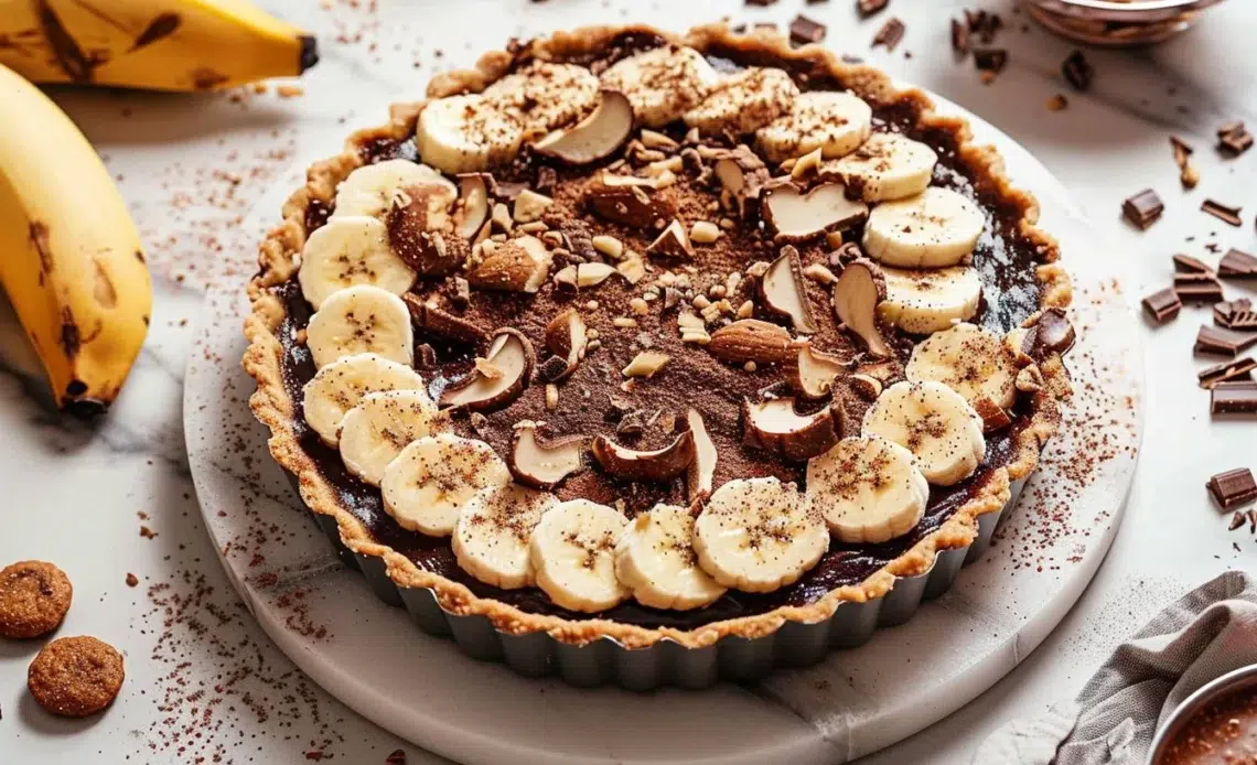 Tarte Banane Chocolat Spéculoos, un dessert savoureux alliant banane et chocolat