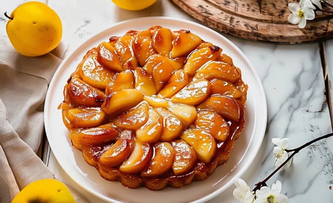 Tarte Tatin aux pommes caramélisées, dessert français traditionnel.