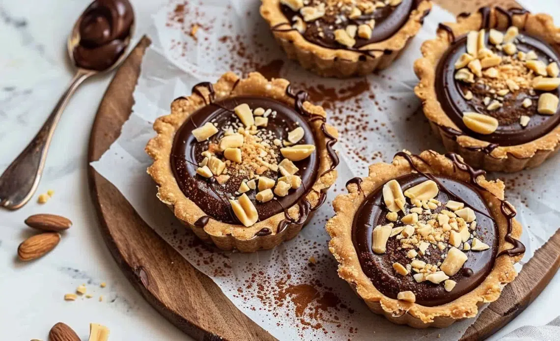 Tartes chocolat cacahuète très fondantes sur une assiette