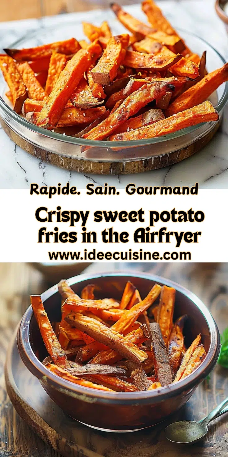 Coupelles de frites de patate douce orange, surface croquante, visuel gourmand.