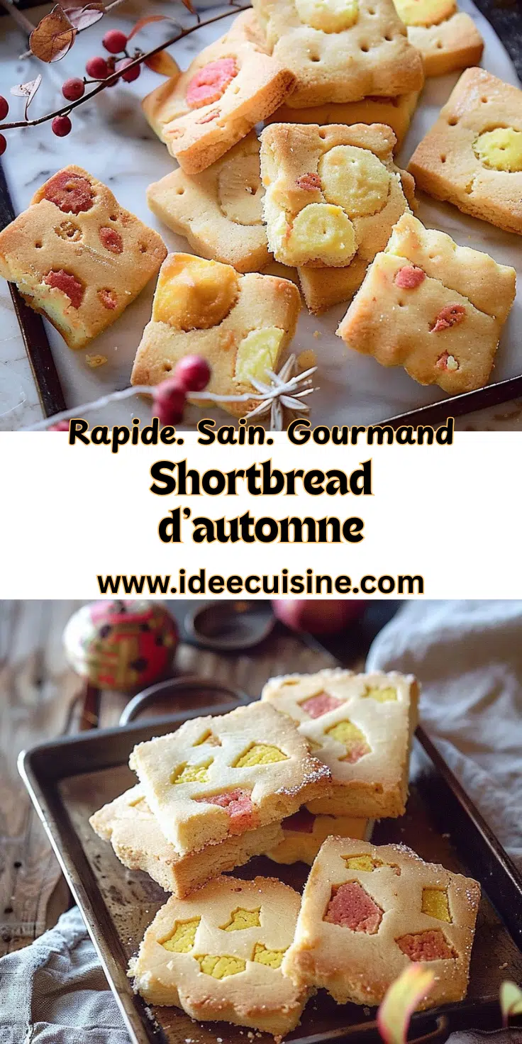 Shortbread noisette spécial automne 2 Carrés de sablés shortbread parfumés aux noisettes et décorés de fruits secs, présentés en assiette rustique.