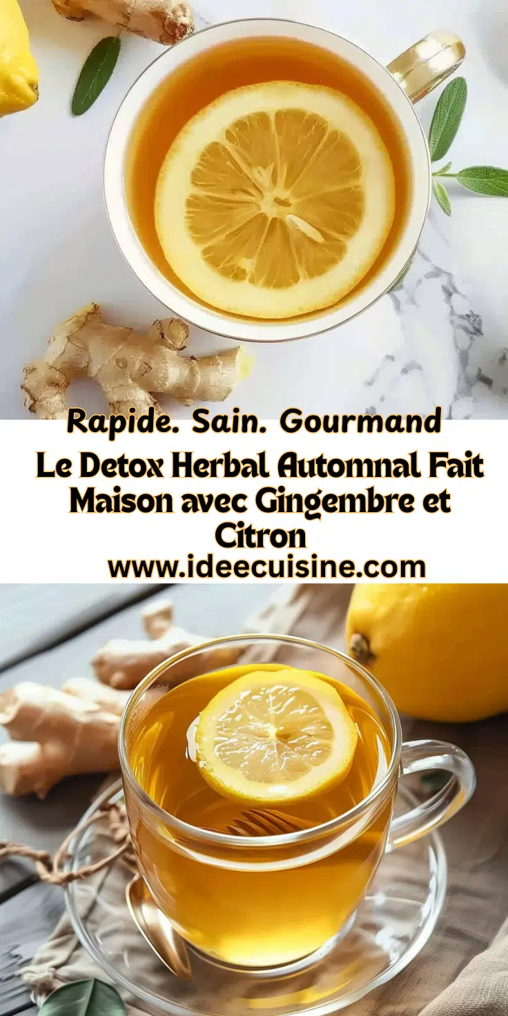 asse de thé translucide, rondelle de citron, gingembre frais, boisson chaude.