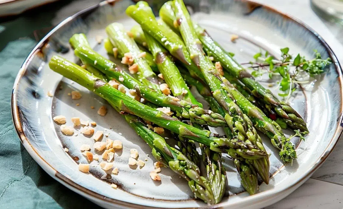 Asperges vertes croustillantes cuites dans une friteuse à air