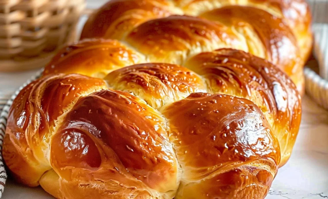 Brioche rapide moelleuse au lait et aux œufs, parfaite pour le petit déjeuner.