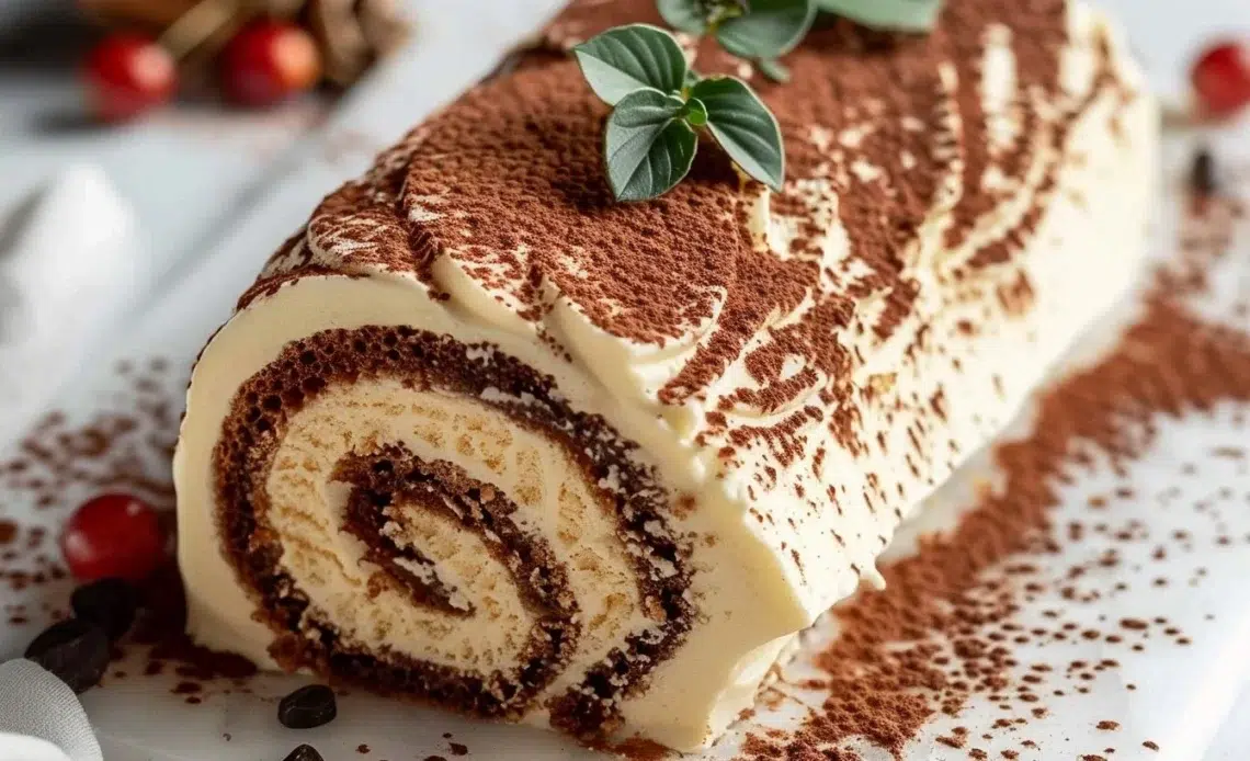 Bûche de Tiramisu Facile - Un dessert festif au café et au mascarpone