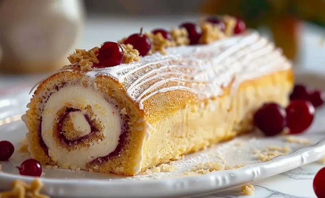 Bûche Poires Fruits Rouges - une pâtisserie festive avec poires et fruits rouges