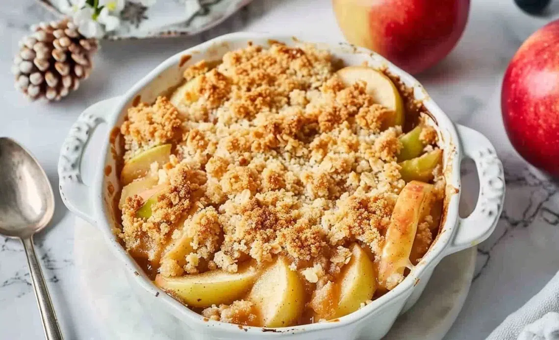 Crumble aux pommes sain sans beurre, un dessert léger et savoureux