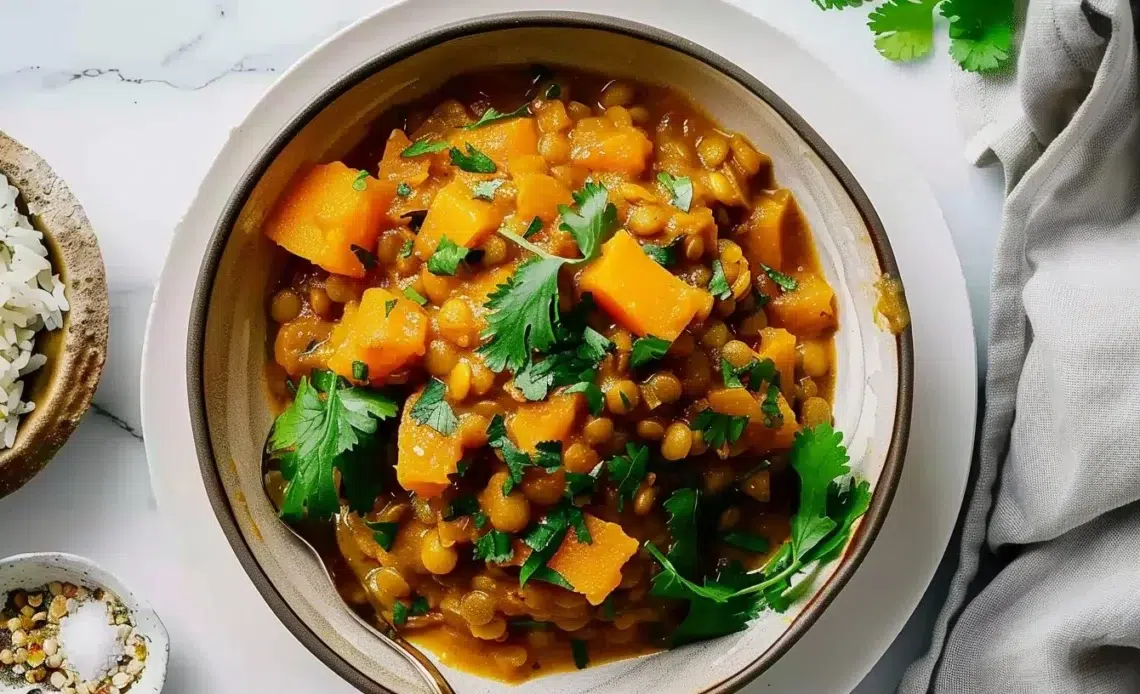 Curry de lentilles aux courges 1 Curry de lentilles aux courges savoureux et coloré