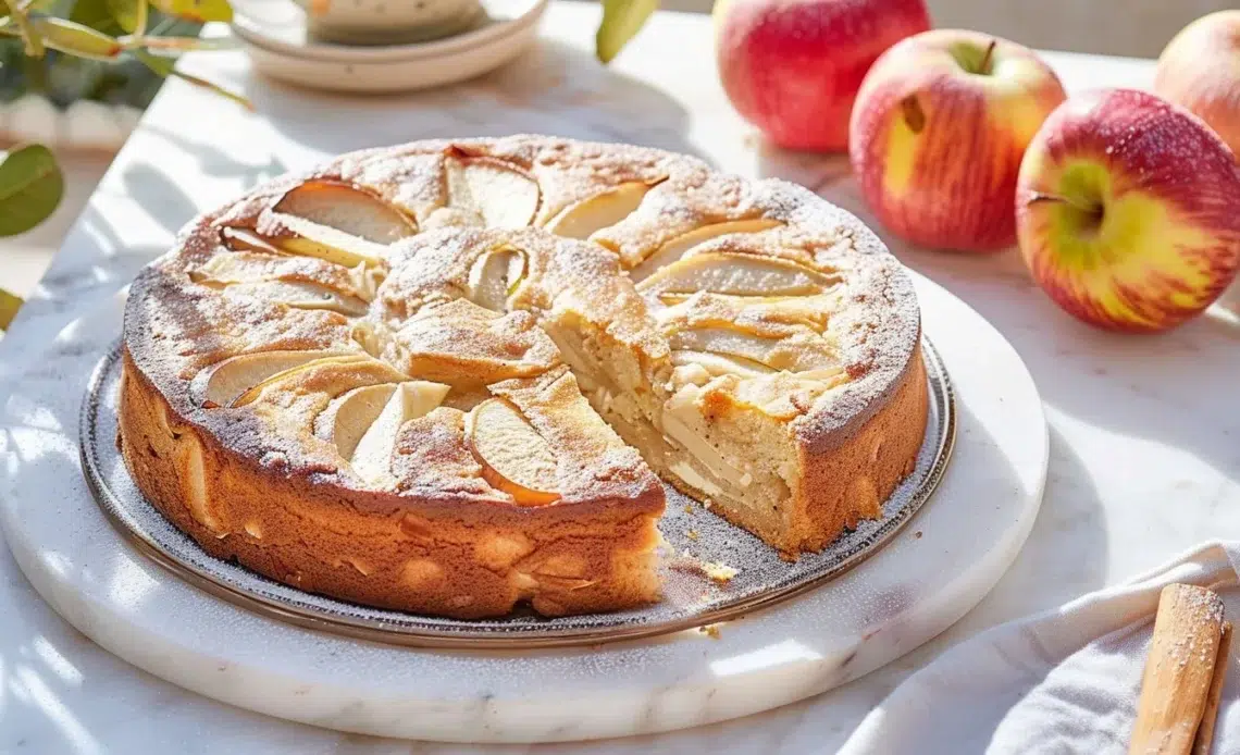 Gâteau au yaourt aux pommes et à la cannelle, moelleux et délicieux