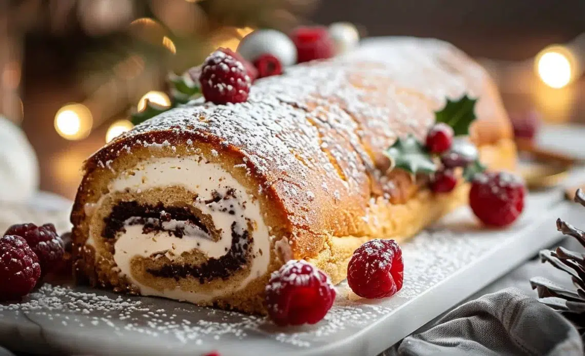 Génoise moelleuse pour Bûche de Noël, un dessert festif et savoureux.