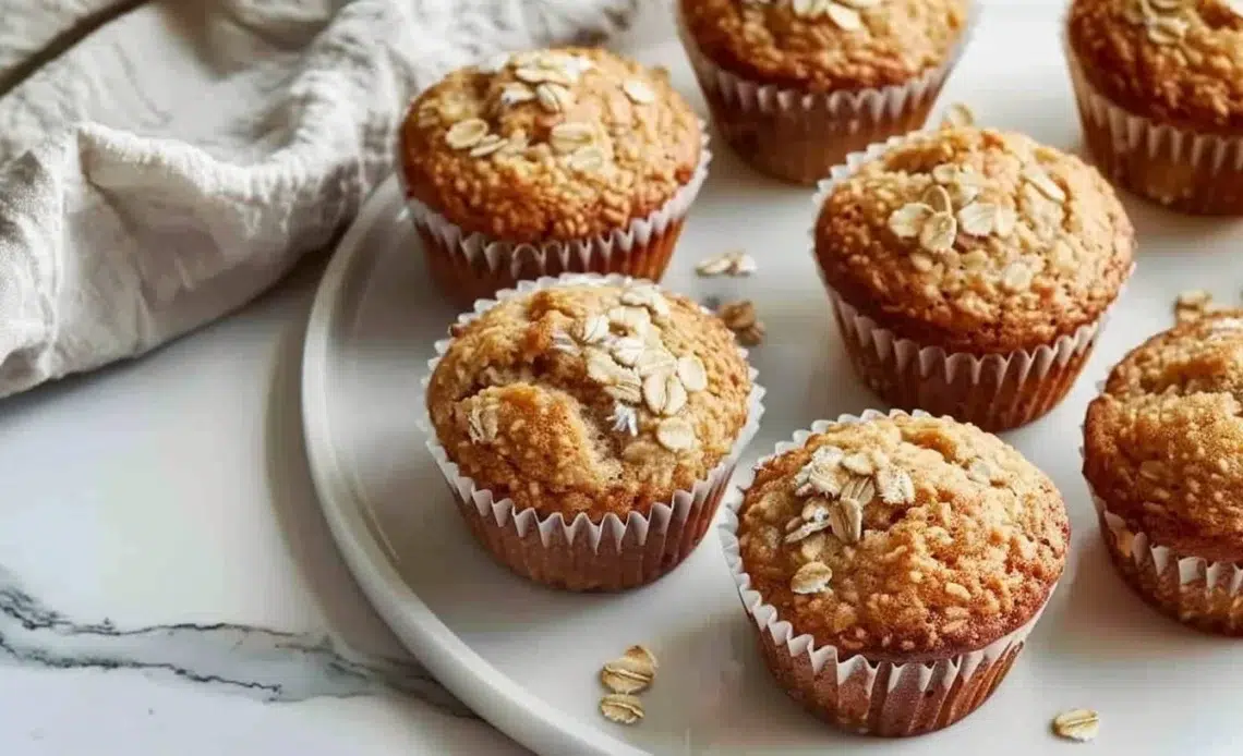 Muffins sans gluten à l'avoine, délicieux et sains pour le petit-déjeuner.