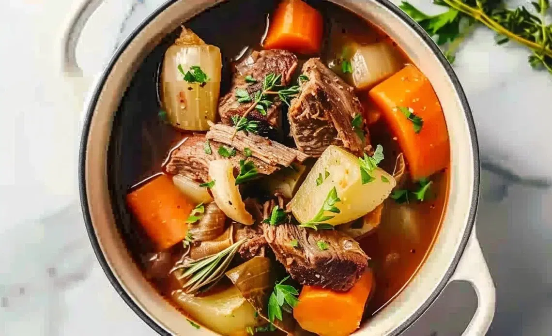 Recette de Pot-au-feu sain avec ingrédients frais et appétissants