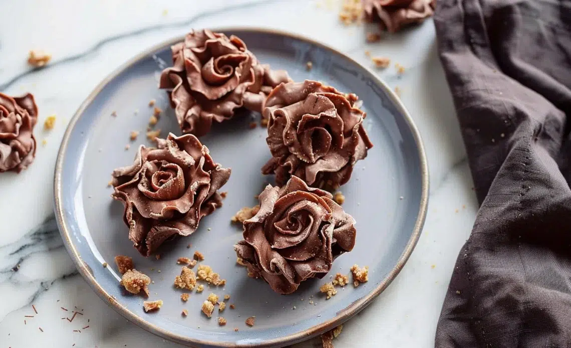 Roses des sables au chocolat 1 Roses des sables au chocolat délicieusement présentées sur une assiette.