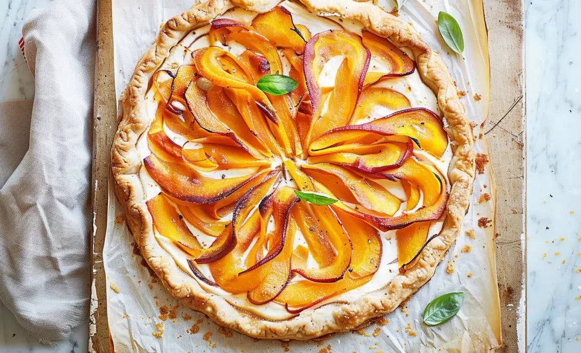 Tarte aux carottes et fromage frais, délicieuse et savoureuse