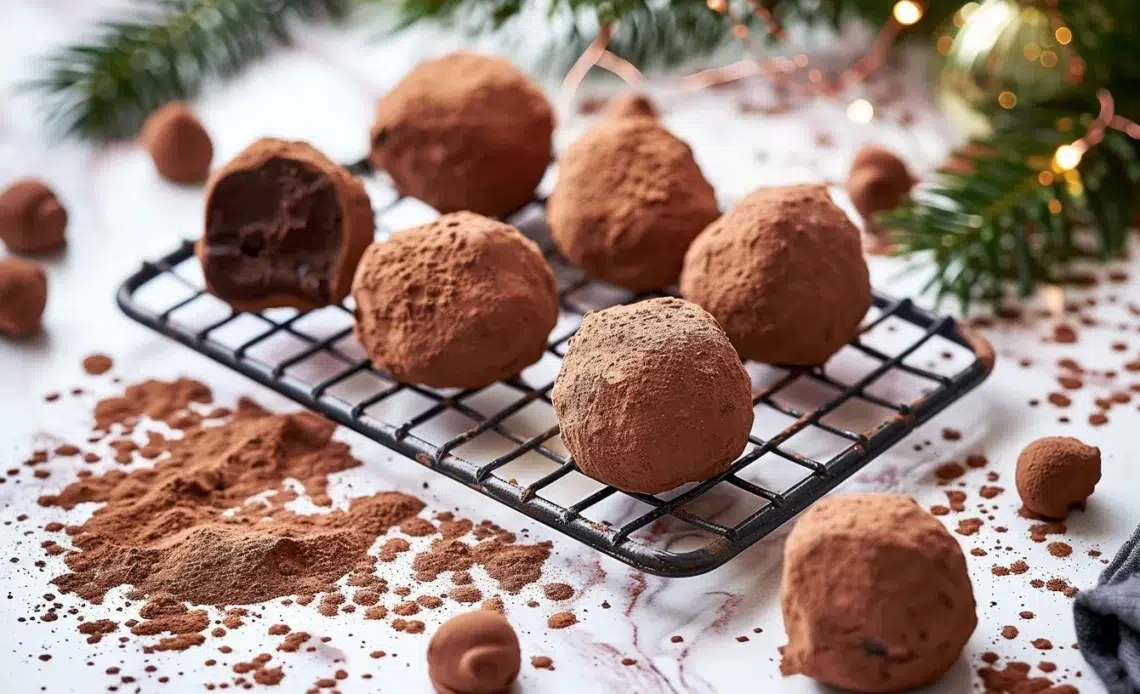 Truffes au chocolat noir 1 Truffes savoureuses au chocolat noir artisanales