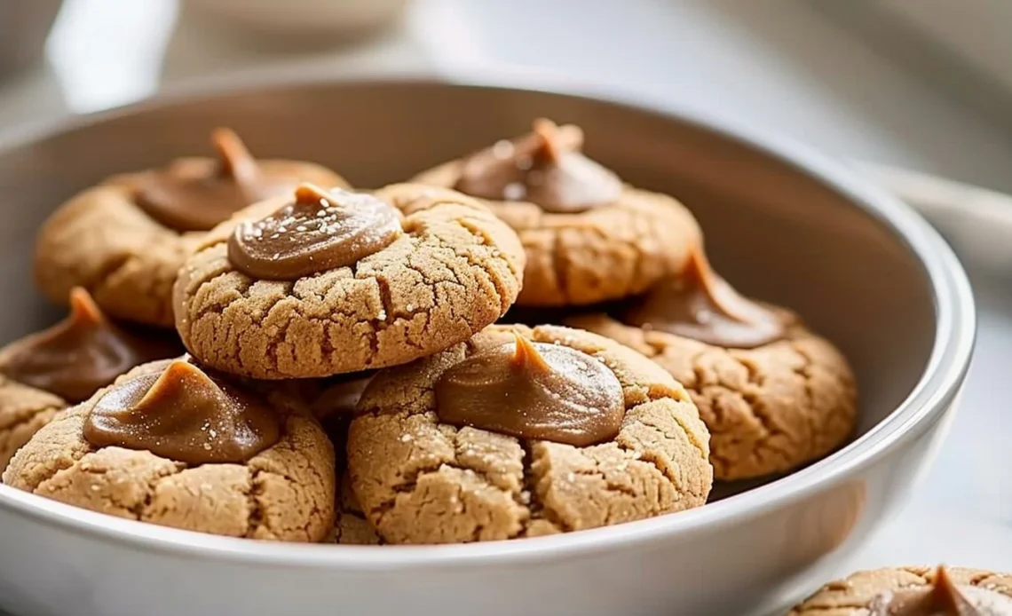 Biscuits au beurre de cacahuète 1 Biscuits au beurre de cacahuète frais et croustillants sur une assiette