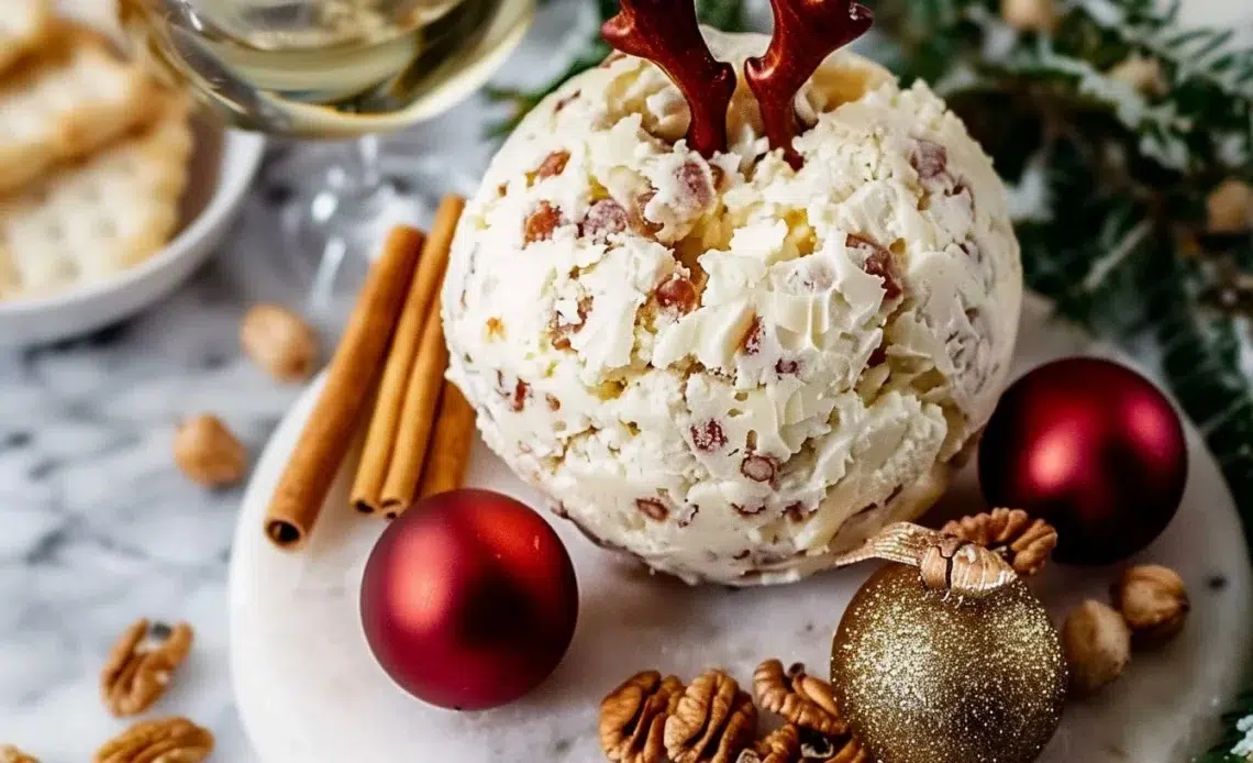 Festive Rudolph Cheese Ball for holiday parties