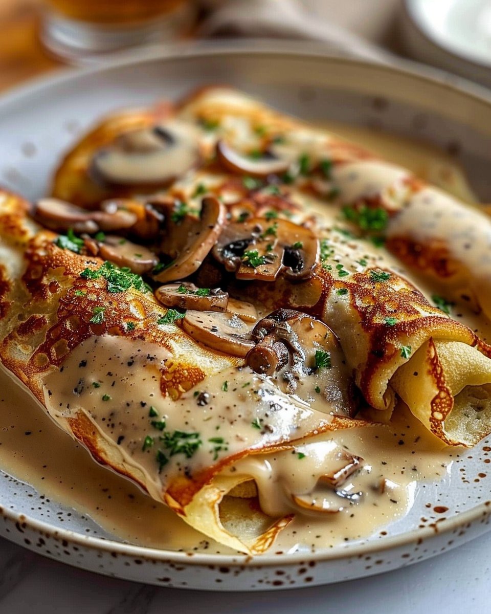 Crêpes Roulées Poulet, Champignons, Béchamel: Un Dîner Réconfortant