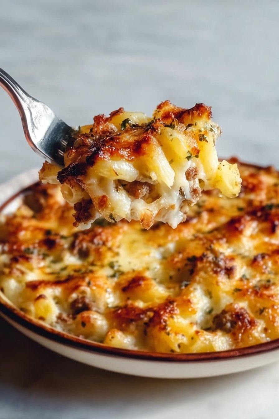 Macaronis à la Viande et au Fromage Gratiné