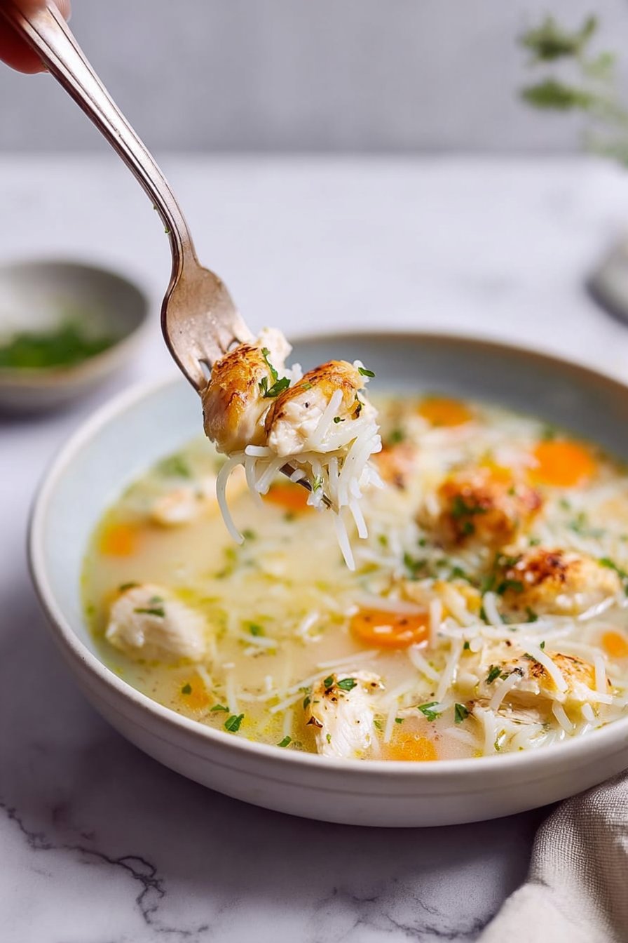 La soupe de poulet et vermicelles