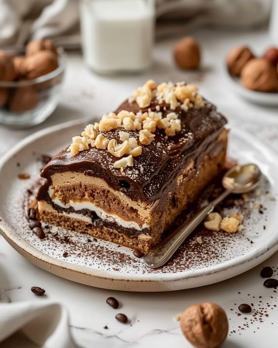 Bûche café-noisette croustillante