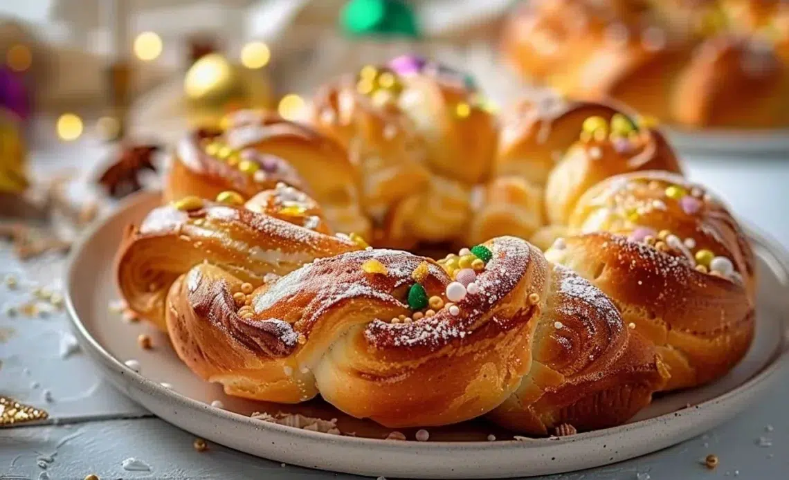 Brioche des Rois 1 Brioche des Rois décorée, un dessert traditionnel de l'Épiphanie.