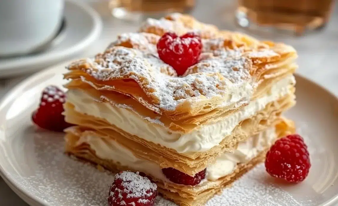 Millefeuille en forme de cœur 1 Millefeuille en forme de cœur, pâtisserie délicieuse et romantique