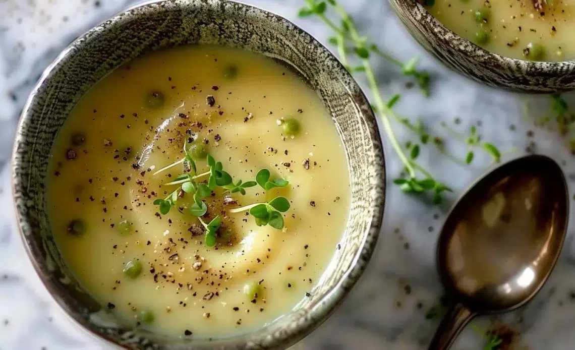 Velouté de Pois Cassés Fumé 1 Bol de velouté de pois cassés fumé, plat crémeux et savoureux