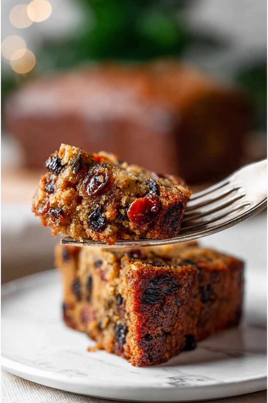 Gâteau aux fruits d'hiver imbibé de brandy