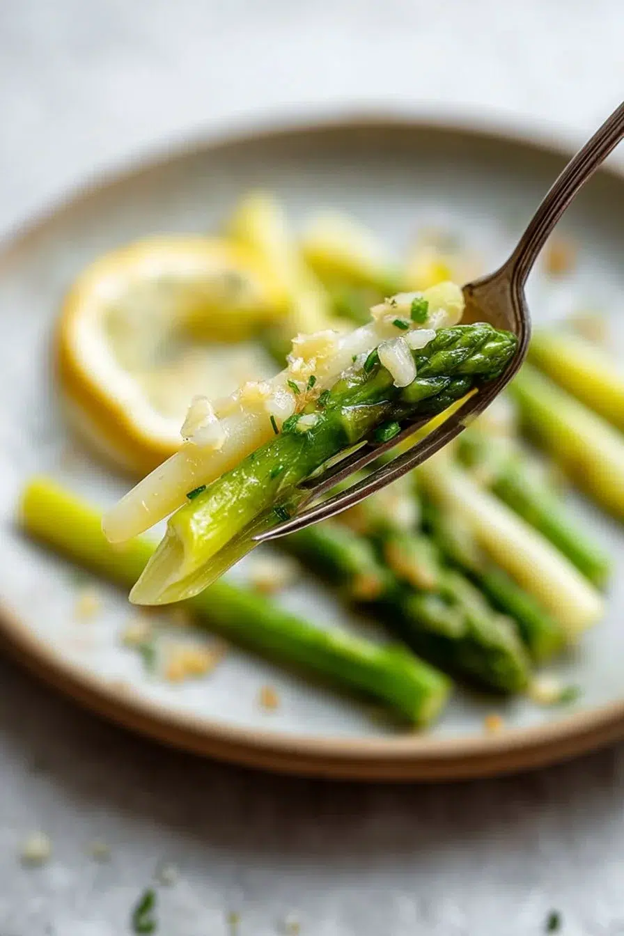 Asperges fraîches à l'ail et au citron