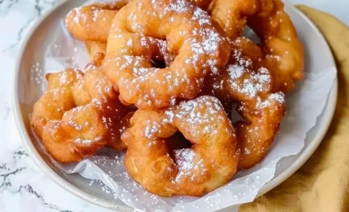 Beignets aux Pommes 1 Beignets aux pommes frais et dorés, saupoudrés de sucre glace